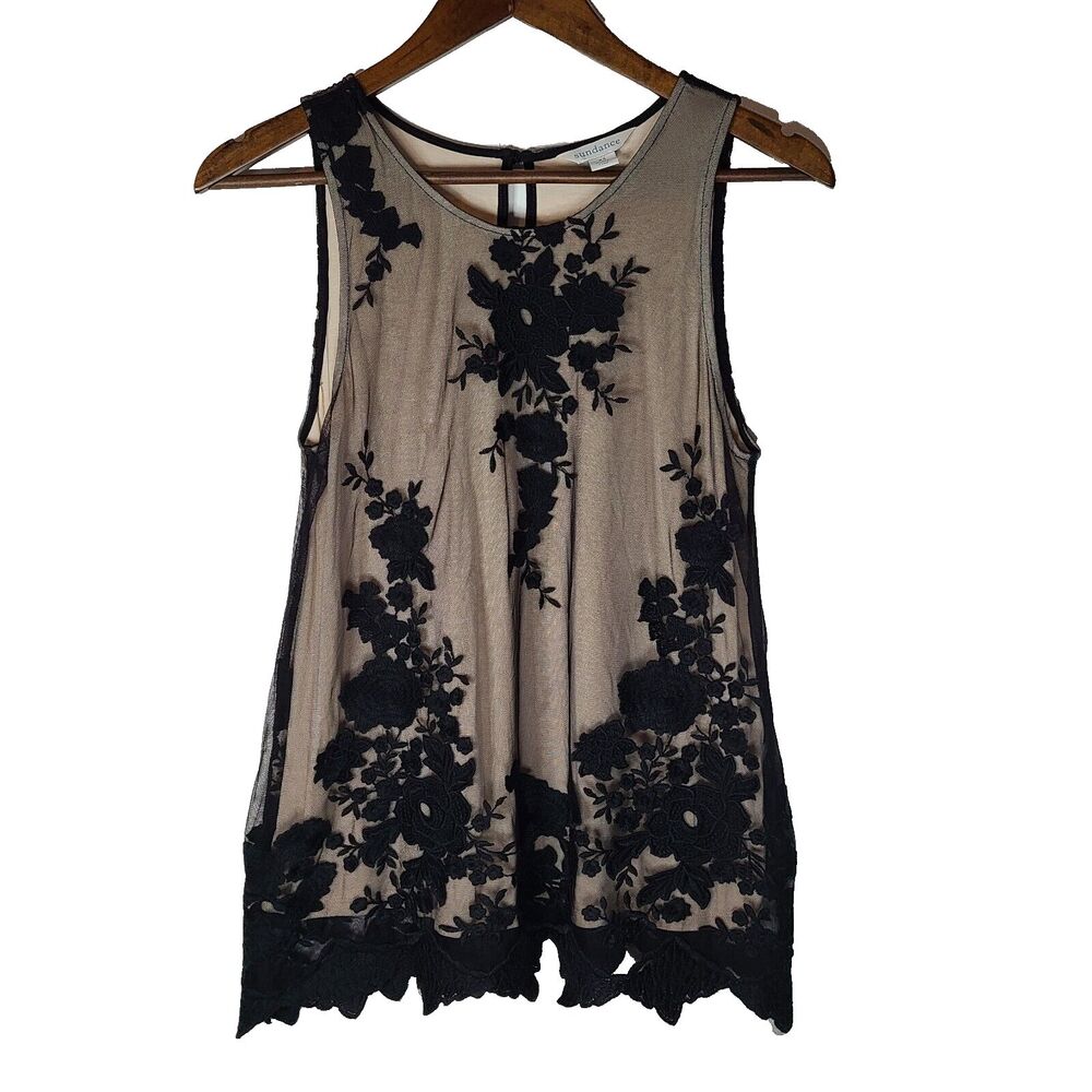 Sundance Black Lace Sleeveless Blouse Womens XS